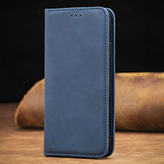 Leather Case Stands Flip Cover Holder S12D for Samsung Galaxy S23 Ultra 5G Blue