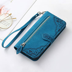 Leather Case Stands Flip Cover Holder S14D for Nokia G100 Blue