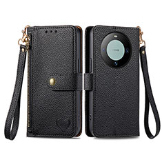 Leather Case Stands Flip Cover Holder S15D for Huawei Mate 60 Pro+ Plus Black