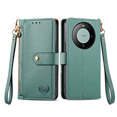 Leather Case Stands Flip Cover Holder S15D for Huawei Mate 60 Pro+ Plus Green