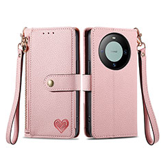 Leather Case Stands Flip Cover Holder S15D for Huawei Mate 60 Pro+ Plus Pink