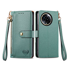 Leather Case Stands Flip Cover Holder S15D for Realme 11 5G Green