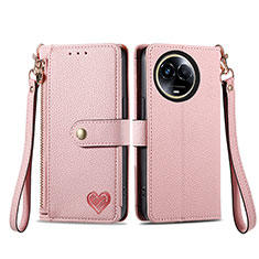 Leather Case Stands Flip Cover Holder S15D for Realme 11 5G Pink