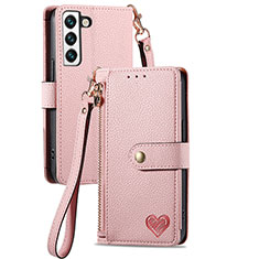 Leather Case Stands Flip Cover Holder S15D for Samsung Galaxy S22 5G Pink