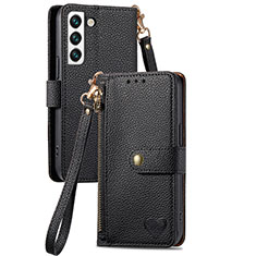 Leather Case Stands Flip Cover Holder S15D for Samsung Galaxy S22 Plus 5G Black