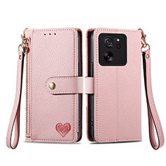 Leather Case Stands Flip Cover Holder S15D for Xiaomi Mi 13T Pro 5G Pink