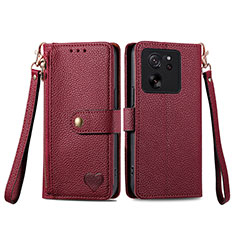 Leather Case Stands Flip Cover Holder S15D for Xiaomi Mi 13T Pro 5G Red