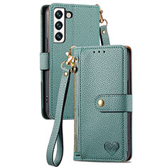 Leather Case Stands Flip Cover Holder S16D for Samsung Galaxy S22 Plus 5G Green