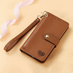 Leather Case Stands Flip Cover Holder S16D for Samsung Galaxy S22 Ultra 5G Brown