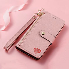 Leather Case Stands Flip Cover Holder S16D for Samsung Galaxy S22 Ultra 5G Pink