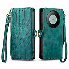 Leather Case Stands Flip Cover Holder S17D for Huawei Mate 60 Green