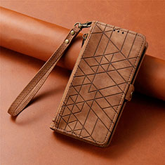 Leather Case Stands Flip Cover Holder S17D for Motorola Moto Edge 30 Pro 5G Brown