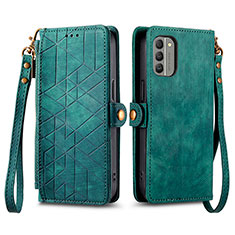 Leather Case Stands Flip Cover Holder S17D for Nokia G400 5G Green
