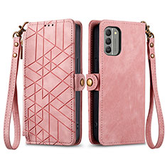 Leather Case Stands Flip Cover Holder S17D for Nokia G400 5G Pink