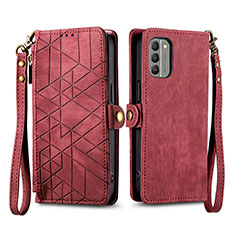 Leather Case Stands Flip Cover Holder S17D for Nokia G400 5G Red