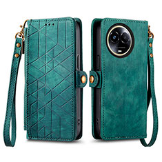 Leather Case Stands Flip Cover Holder S17D for Realme 11 5G Green