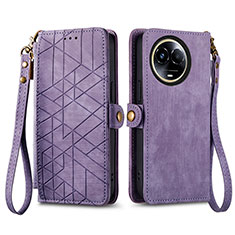Leather Case Stands Flip Cover Holder S17D for Realme 11 5G Purple