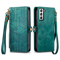 Leather Case Stands Flip Cover Holder S17D for Samsung Galaxy S21 FE 5G Green