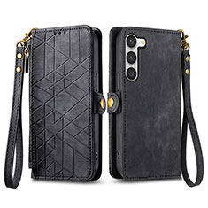 Leather Case Stands Flip Cover Holder S17D for Samsung Galaxy S22 5G Black