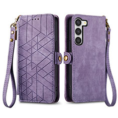 Leather Case Stands Flip Cover Holder S17D for Samsung Galaxy S22 5G Purple