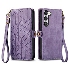 Leather Case Stands Flip Cover Holder S17D for Samsung Galaxy S22 Plus 5G Purple