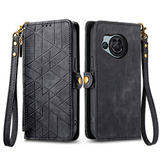 Leather Case Stands Flip Cover Holder S17D for Sharp Aquos R8 Black