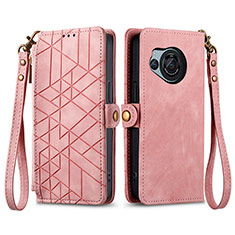 Leather Case Stands Flip Cover Holder S17D for Sharp Aquos R8 Pink