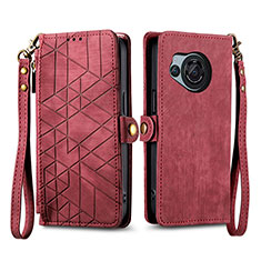 Leather Case Stands Flip Cover Holder S17D for Sharp Aquos R8 Red