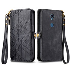 Leather Case Stands Flip Cover Holder S17D for Sharp Rouvo V Black