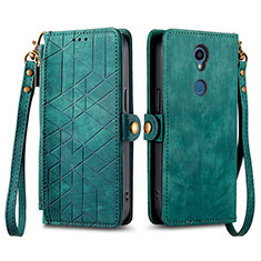 Leather Case Stands Flip Cover Holder S17D for Sharp Rouvo V Green