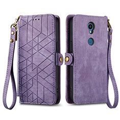 Leather Case Stands Flip Cover Holder S17D for Sharp Rouvo V Purple