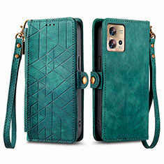 Leather Case Stands Flip Cover Holder S18D for Motorola Moto Edge 30 Fusion 5G Green
