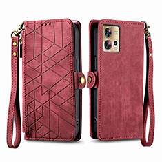 Leather Case Stands Flip Cover Holder S18D for Motorola Moto Edge 30 Fusion 5G Red