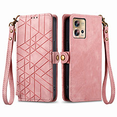 Leather Case Stands Flip Cover Holder S18D for Motorola Moto Edge 30 Pro 5G Pink