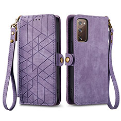 Leather Case Stands Flip Cover Holder S18D for Samsung Galaxy S20 FE (2022) 5G Purple