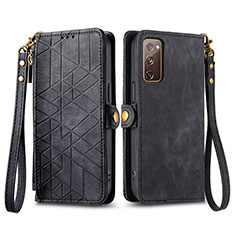 Leather Case Stands Flip Cover Holder S18D for Samsung Galaxy S20 FE 5G Black