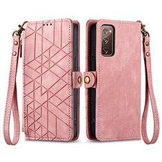 Leather Case Stands Flip Cover Holder S18D for Samsung Galaxy S20 FE 5G Pink