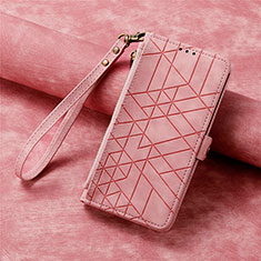 Leather Case Stands Flip Cover Holder S18D for Samsung Galaxy S22 5G Pink