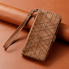Leather Case Stands Flip Cover Holder S18D for Samsung Galaxy S22 Plus 5G Brown