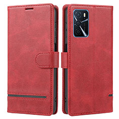 Leather Case Stands Flip Cover Holder SY1 for Oppo A16 Red