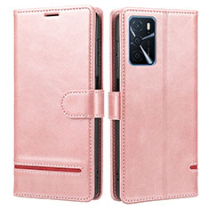 Leather Case Stands Flip Cover Holder SY1 for Oppo A16s Pink