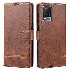 Leather Case Stands Flip Cover Holder SY1 for Oppo A54 4G Brown