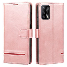 Leather Case Stands Flip Cover Holder SY1 for Oppo A74 4G Pink
