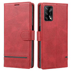 Leather Case Stands Flip Cover Holder SY1 for Oppo A74 4G Red
