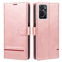 Leather Case Stands Flip Cover Holder SY1 for Oppo A76 Pink