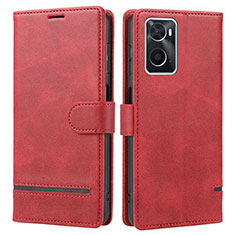 Leather Case Stands Flip Cover Holder SY1 for Oppo A76 Red