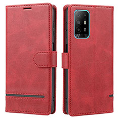 Leather Case Stands Flip Cover Holder SY1 for Oppo F19 Pro+ Plus 5G Red