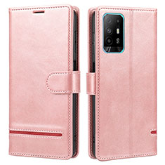 Leather Case Stands Flip Cover Holder SY1 for Oppo Reno5 Z 5G Pink