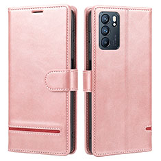 Leather Case Stands Flip Cover Holder SY1 for Oppo Reno6 5G Pink
