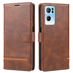 Leather Case Stands Flip Cover Holder SY1 for Oppo Reno7 Pro 5G Brown